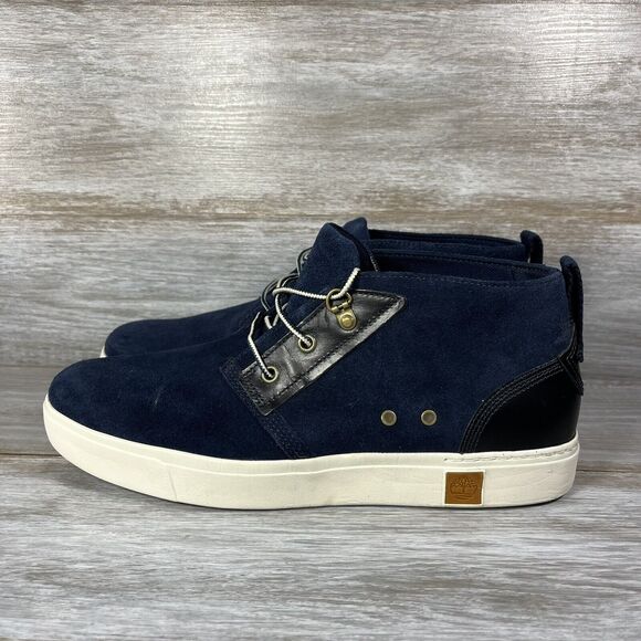 Timberland Men's Amherst High Top Navy Leather Chukka Boot Size 11 - Picture 1 of 10